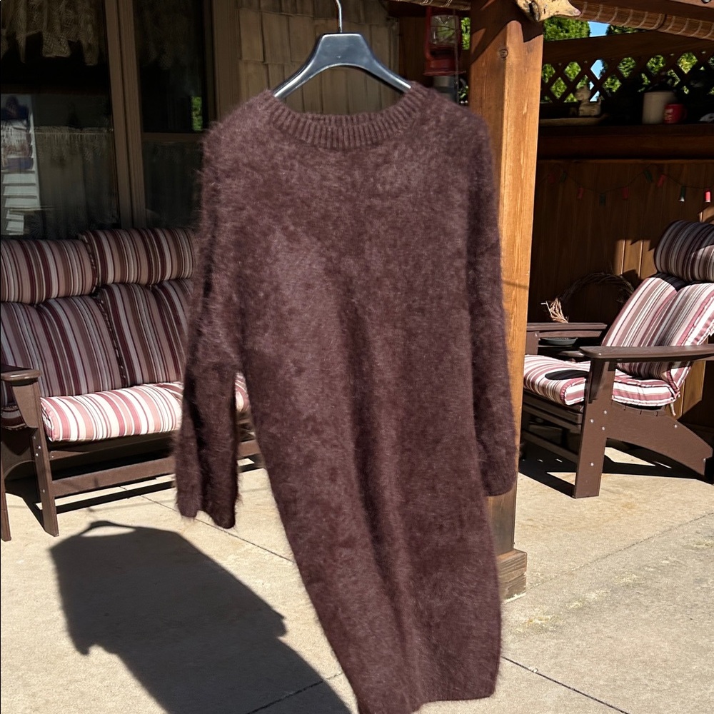 Cozy Brown Angora Knit Dress